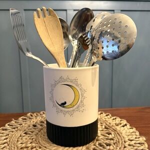 Celestial Moon & Crow Utensil Crock | Witchy Kitchen Decor | Prima Design